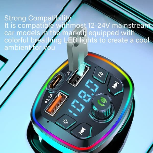 IC CNE Bluetooth 5.0 FM-lähetin, auton MP3-soitin, handsfree