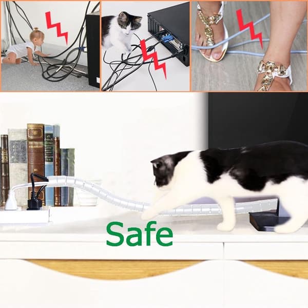 3m Skrivbordskabelhantering, Kabelhantering, Förvaringsvindrör, Flexibel Spiralslang, Lämplig för 22mm Kabel - Vit