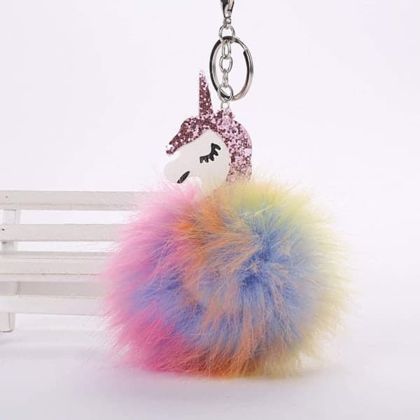 IC NOE Enhörning Nøglering med Bobble Vedhæng Jule Pom
