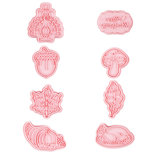 IC 8 stykker efterår Thanksgiving Cookie Cutters med stempel