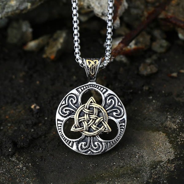 Vikinghalsband Högkvalitativt metallhalsband Män Celtic Knot Runt hænge Halsband Mode Vintage Smycken Present