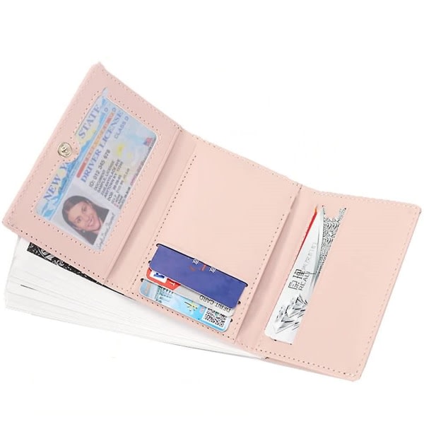 IC Ko-Print Plånbok Trifold Plånbok Kontantficka Korthållare Dam-ID-plånbok (rosa)