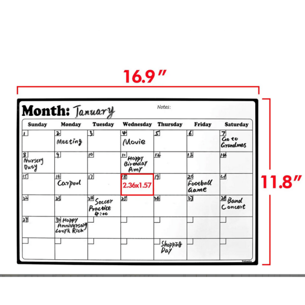 IC Kalender til køleskabet Magnetisk whiteboardkalender med tør