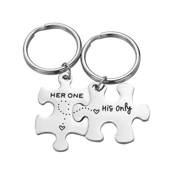 1 Pair Printed Keychains Titanium Steel Keychains Key Pendants Key Hanging Decoration for Couples IC