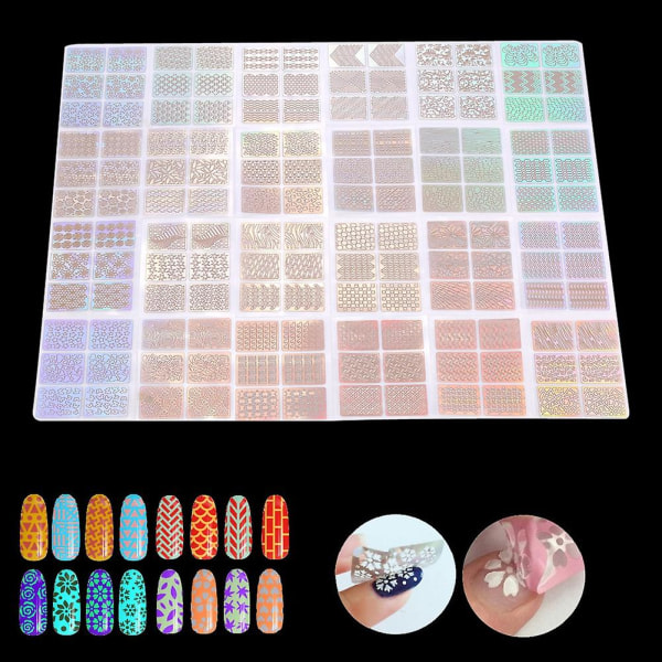 24 ark/sæt Nye neglekunstklistermærker til hule negleoverføringsmærkater Manicuretilbehør Dekoration