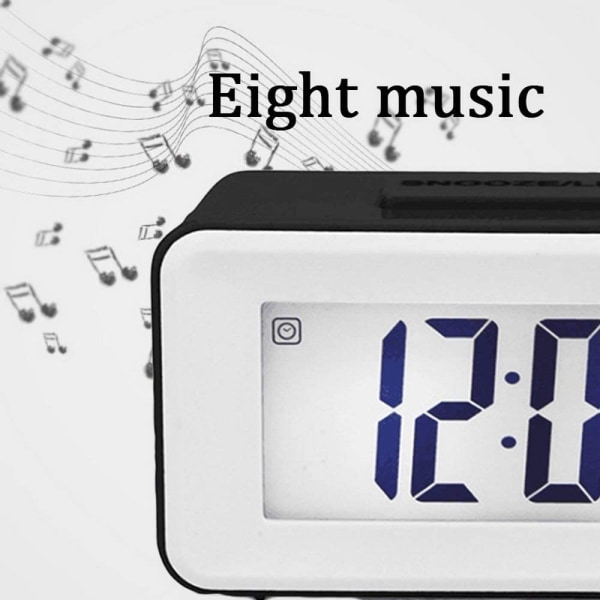 IC Digital LED-väckarklocka Datum Temperatur Musik Batteridriven, Svart