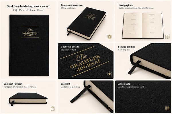 A5 Hardcover Journal Notesbog Med Tykt Blæk-Venligt Papir Og Holdbar Indbinding Til Arbejde, Skole Og Daglig Skrivning, Sort