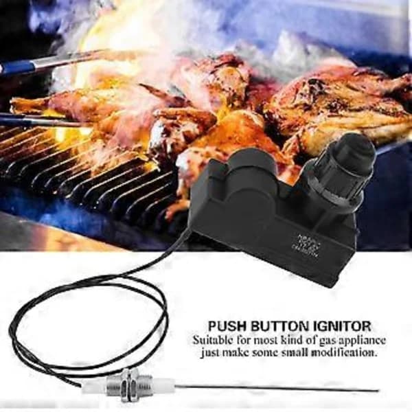 BBQ Gasgrill Tændingssæt Trykknap AA Puls Tænder Med 60 cm Kabel Til De Fleste Gasapparater Sort