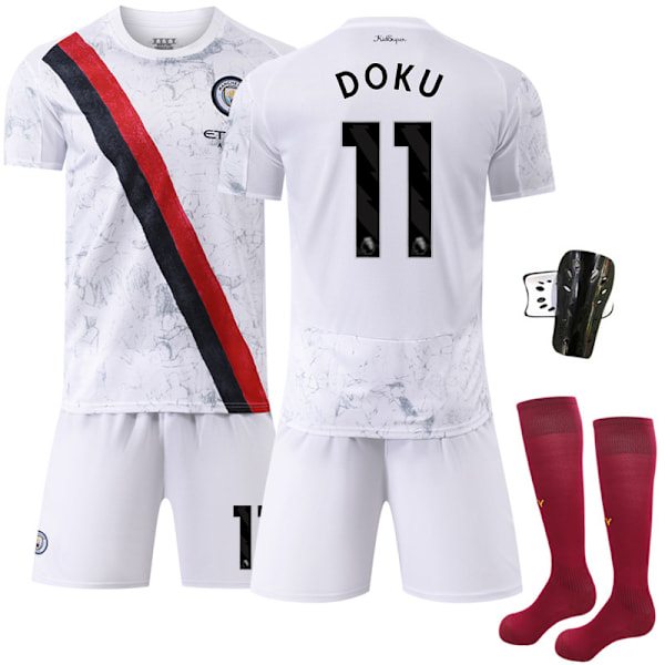 -26 ny sportdräkt 17 De Bruyne klubbfotbollströja nr 9 Haaland Manchester City bortatröja No. 11 with socks + protective gear #18