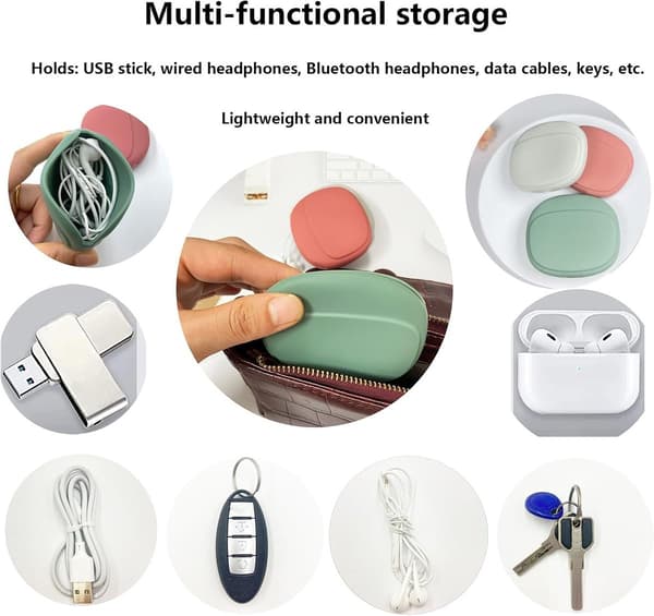 Opbevaringspose - Opbevaringsboks - datakabler - 3 - dele - Taske - Bluetooth - headset - Silikonepose - Kabelorganisator