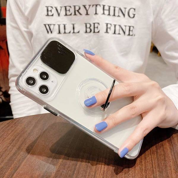 IC Kompatibel med iPhone 12 - Case med ringholder til piger til kvinder, klar silikone Stødsikker blød TPU-case cover til iPhone 12 6,1 tommer