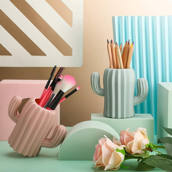 IG 2-pack Kaktus pennhållare Skrivbordstillbehör 2 $ stycken Kaktus Rosa