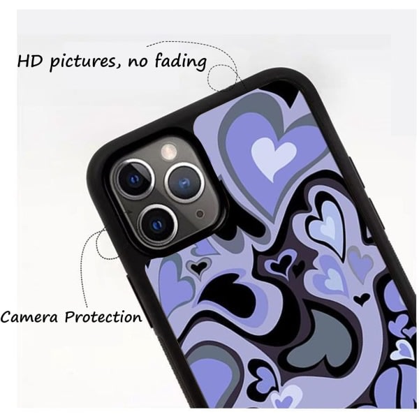 IC Söta telefonfodral Estetisk lila hjärta phone case Skyddskompatibel med iPhone 13 Pro