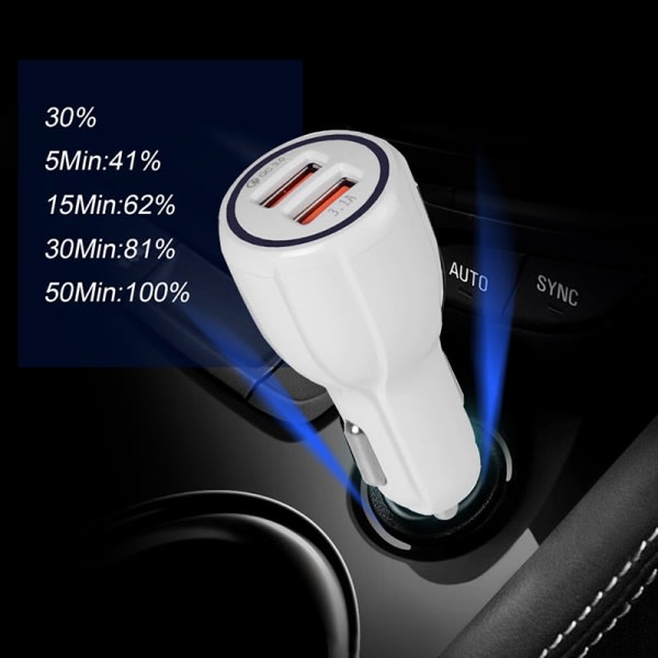 IC qc3.0 2usb billaddare 5v 3.1a snabbladdning mobiltelefon med dator Svart