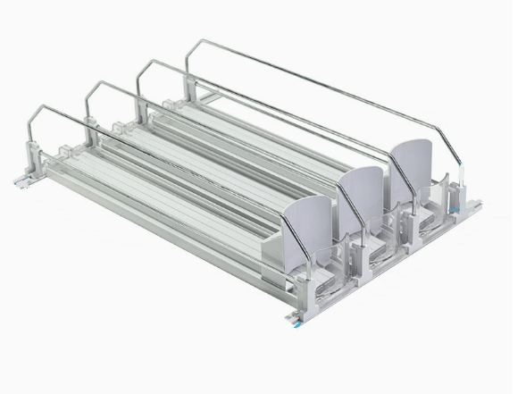 Justerbar boksarrangør for kjøleskap - 38 cm dybde - For 12oz, 16oz og 20oz bokser - Hvit