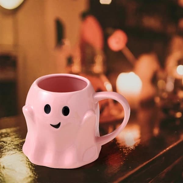14oz Halloween Ghost Mug Cute Ceramic Ghost Mug Adorable Ghost Decoration Pink One size Pink One size