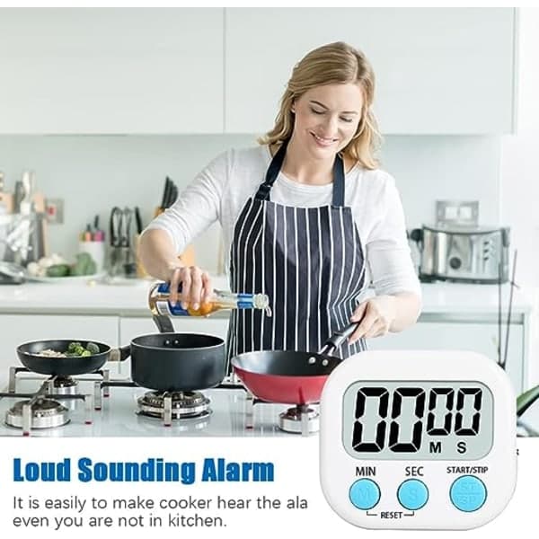 IC Magnetisk Køkken Timer med Stor LCD-Skærm, Timer til Madlavning, Studier, Højt Alarm og Nedtælling