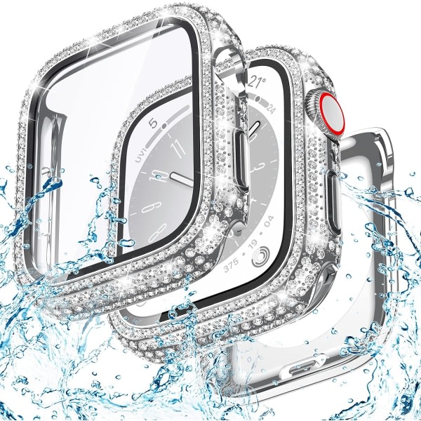 IC Goton 2 i 1 vattentätt Bling- case Apple Watch 40 mm skärmskydd SE (2:a sukupolvi) Series 6 5 4, Full Glitter Diamond Women 40 mm