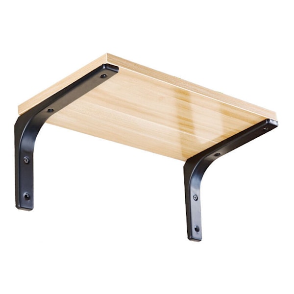 2 STK Hyllebærere, Kraftige Veggbærere, L-formede Vegghyllebærere, 150x125mm, Hyllebærere, Svart Vegghyllestøtte med Skruer..DEBUNS