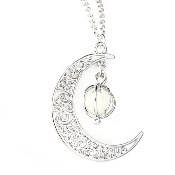 IC Sterling sølv smykker Crescent Moon og Star Pendant halskjede stil 2