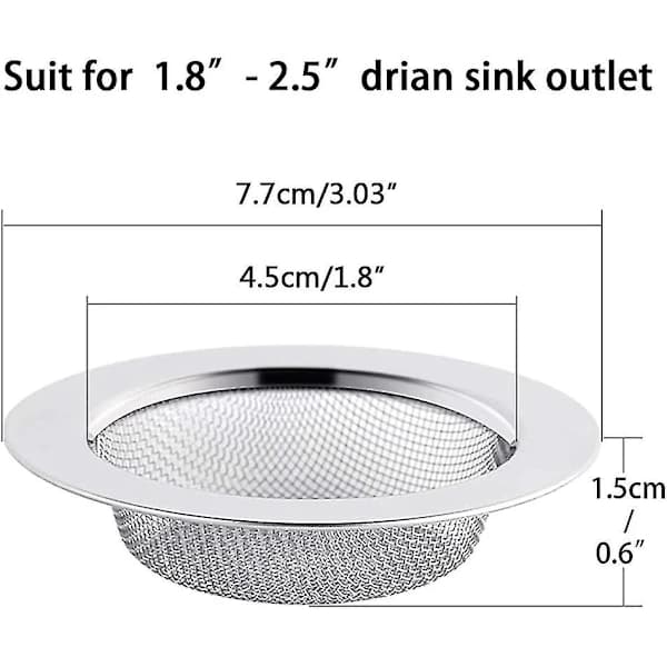 2st diskbänkssil i rostfritt stål, 7,5 cm avloppssil, diskbänkssil, diskbänkssil, diskbänkssil