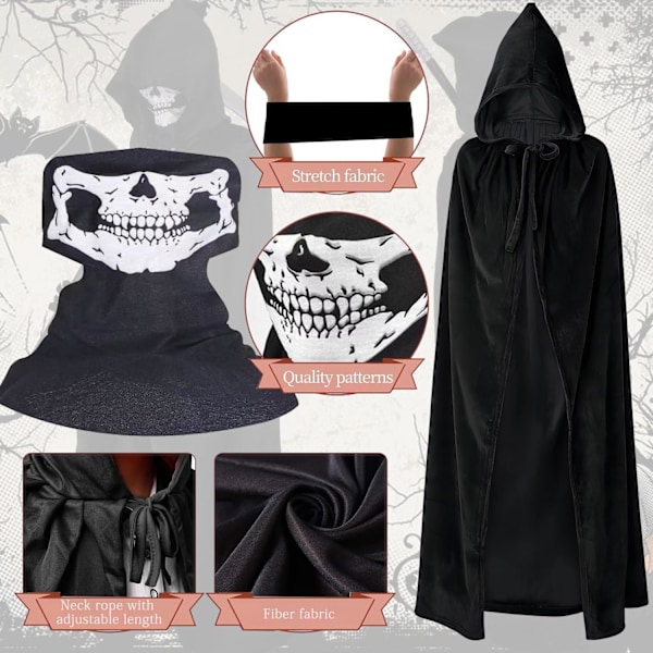 Halloween-kappa, kappa för cosplay och rekvisita till halloweenmaskerad b 140