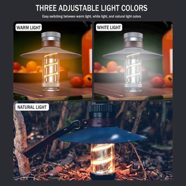 Udendørs multifunktionel campinglampe belysning lommelygte atmosfære lampe sort