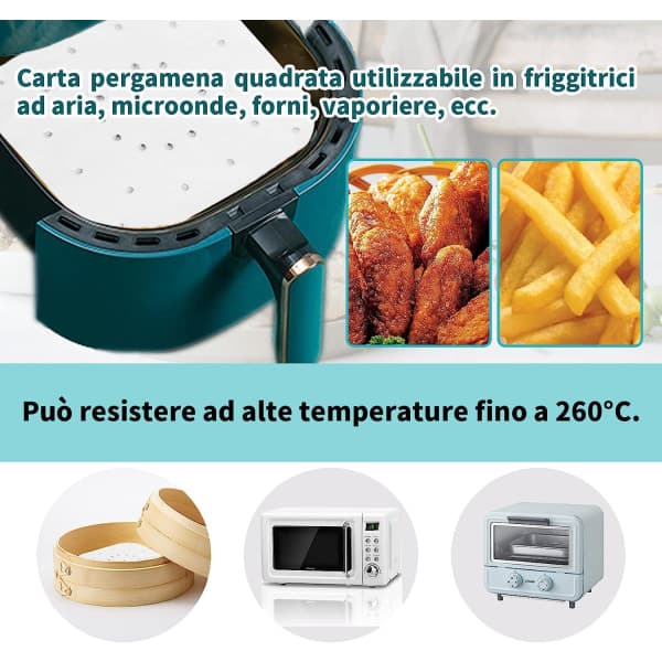 IC CNE 200 stk 22 cm Bakepapir til Airfryer
