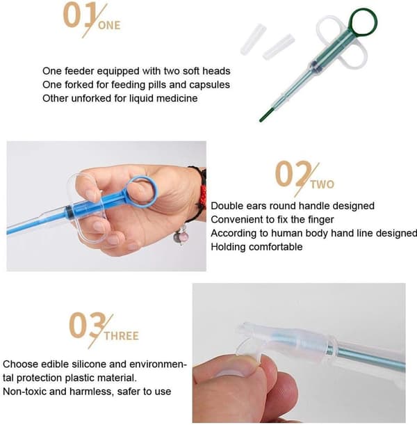 Reusable Plastic Tablet Feeder for Medicine - for Dogs and Cats.
