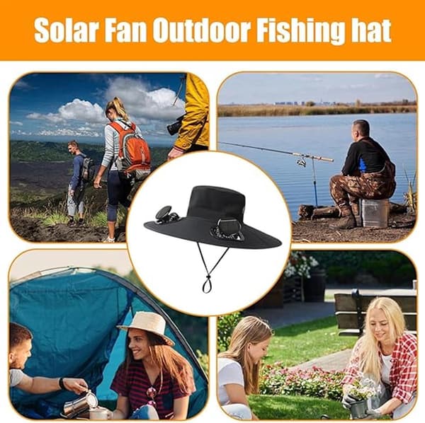 solhat - udendørsaktiviteter - Medium - ventilator - soldrevet - solventilator - mænd - sort