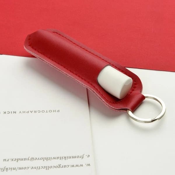 Leather Case Lip Balm Holder Keychain Holder Lipstick Keychain Bag Red Red