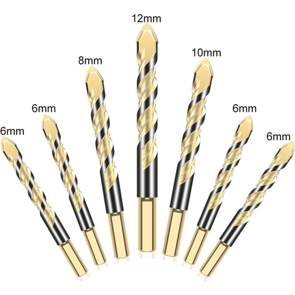 IC Sæt med 7 kakel/glasbor, triangulære legeringsspidser