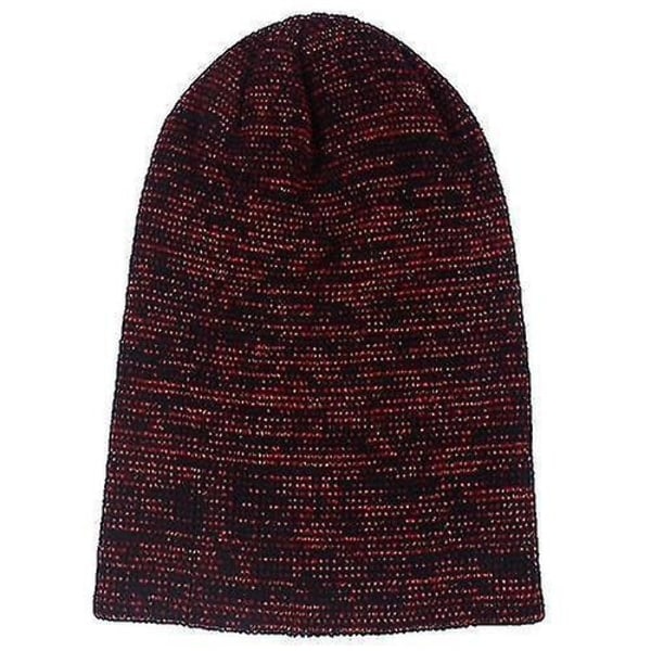 Höst/Vinter Ribbstickad Mössa Varm keps (Vinröd)