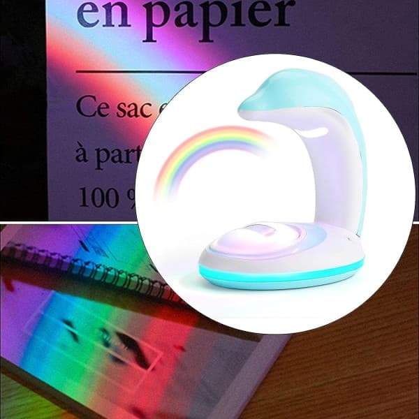 IC Dolphin Regnbue Projektionslampe, Genopladelig USB Regnbue
