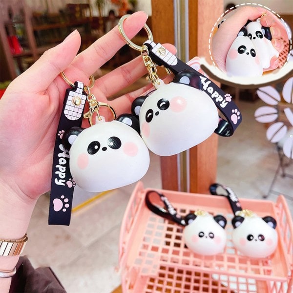 Kawaii Panda-nukke Avaimenperä Hidasnousu Leikki Stressiä Lievittävä Leikki