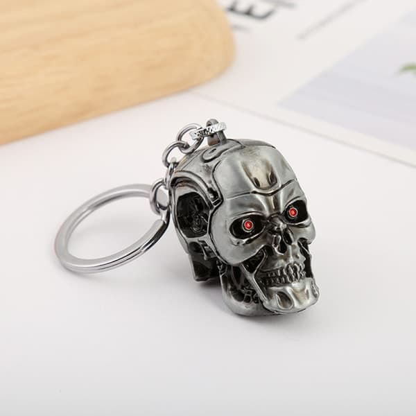 IC Vintage Charm Terminator Skull Head Nyckelring Modehänge Silver