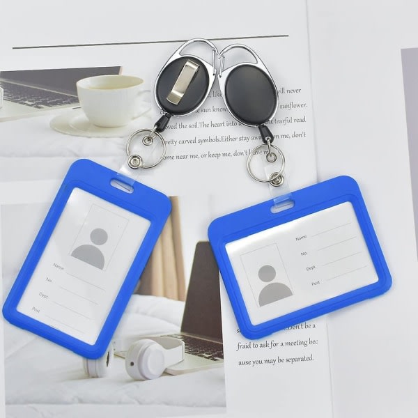 2 stk Badge Holder Clip Indtrækkelig rulle med nøglering til ID-kort bælte (d-4-d) IC