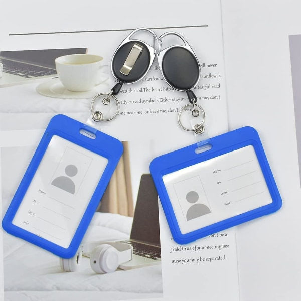 2 stk Badge Holder Clip Inntrekkbar rulle med nøkkelring for ID-kort belte (d-4-d) IC
