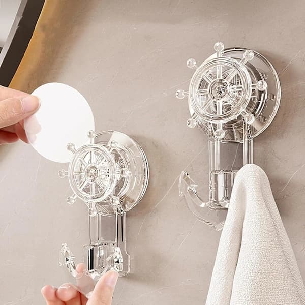Suction Cup Hook 2 pcs Anchor Wall Storage Suction Cup Hook Reusable Heavy Duty Vacuum Suction Cup Hook Wall Mounted Heavy Duty Suction Cup Hooks Transparent Transparent