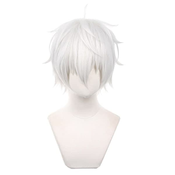 IC Anime Cosplay Peruk För Dramatisk Mord Kostym Kort Silver Vit