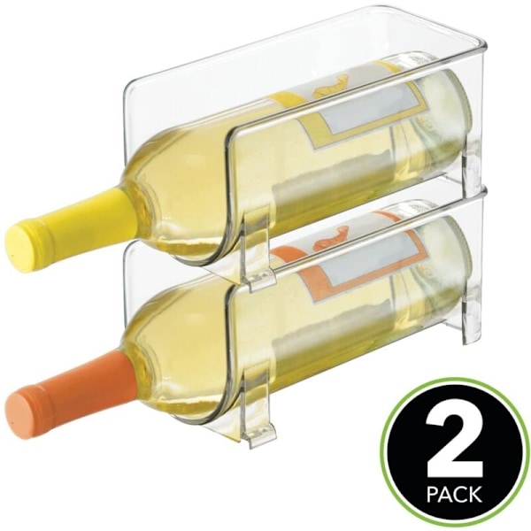 Vinställ (Set om 2) - Stapelbar flaskhållare i plast för vin, läsk eller andra dryckesflaskor - Modernt vinställ för 1 flaska - Transparent