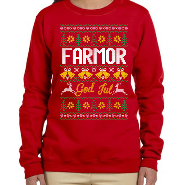 Farmor Jultröja - Jultröja i röd sweatshirt-stil L l