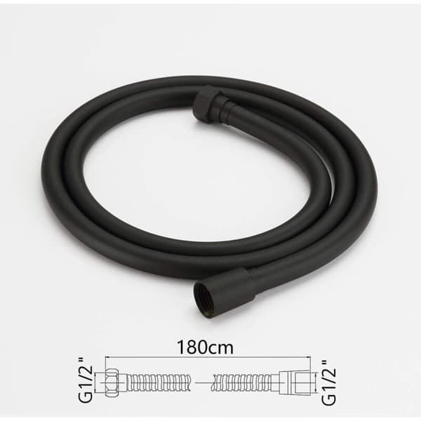 Fleksibelt brusehoved, bruseslange, anti-twist 1,8 m, sort