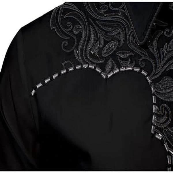 Western Cowboy Skjorte Til Mænd Mode Slim Fit Design Sort 2 Sort 2 Black 2 S Black 2 S