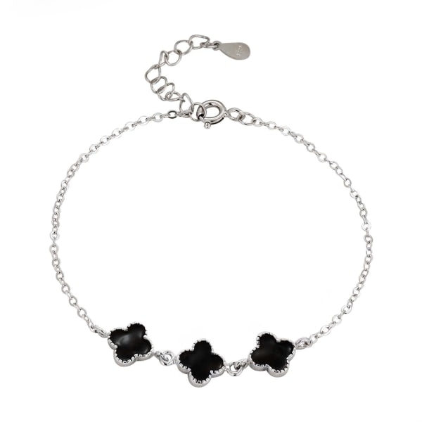 Svart fyrklöverarmband i cubic zirconia för kvinnor