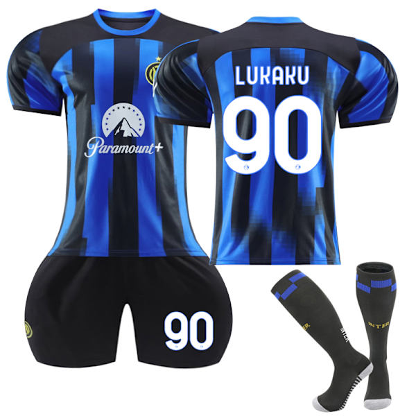 Inter Milan Hjemmetrøje 2023/24 #90 Romelu Lukaku Fodboldtrøje 18(100-110CM)