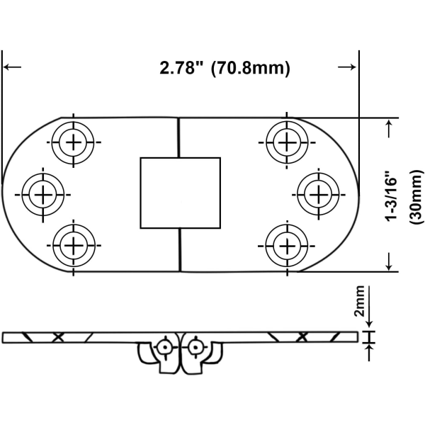 IC Solid mässing bordsfällbart gångjärn, 2-3/4\"x1-3/16\", polerad mässing, 4-pack