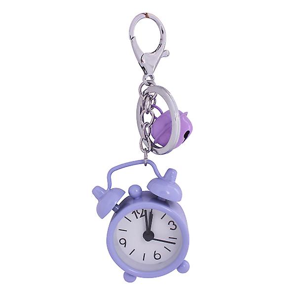 1st Mini Clock nøkkelring Väckarklocka Nyckelring Creative Key Holder Bag Hänge Presentnyckelring for studenter Lila (6,3*4,3cm, lila) IC