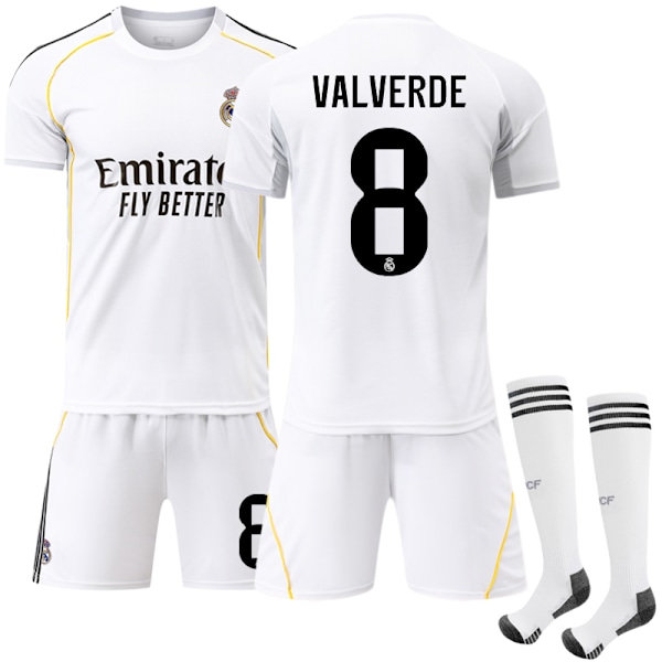 Real Madridin kotipaita kaudelle 2025-2026, lapsille ja aikuisille, nro 8 Valverde No. 8 18