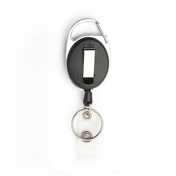 2 stk Badge Holder Clip Indtrækkelig rulle med nøglering til ID-kort bælte (d-4-d) IC